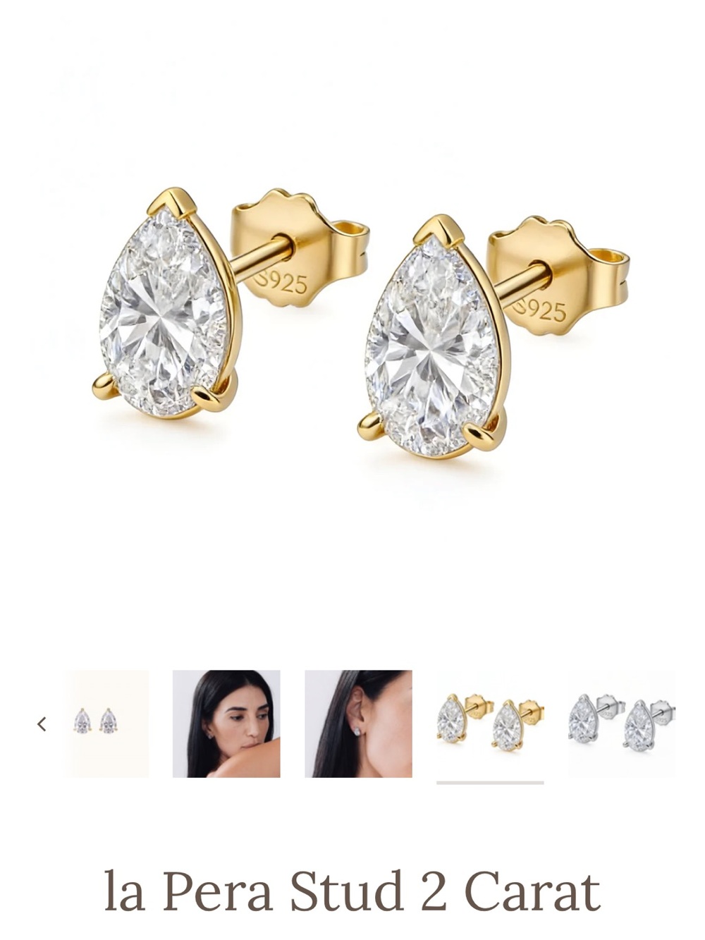 La Perla Gold Teardrop Crystal Stud Earrings